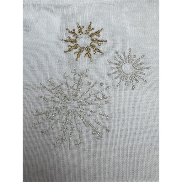 Pottery Barn Linen Cocktail‎ Napkins Set Starburst Sunburst Metallic Embroidered - Picture 2 of 3